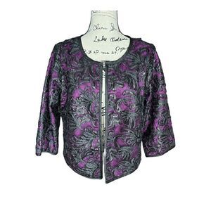 Bob Mackie Women's Black Lace Overlay 3/4 Sleeve Vintagd Jacket Size Medium NWTi